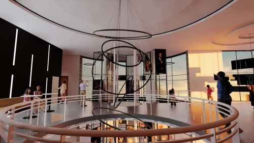 Perspective view of the Second Floor Lobby