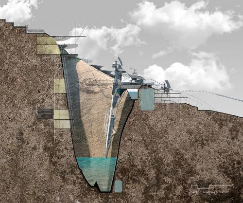 Section Through District Terrace-Forma (Including desalination device and water reservoirs)