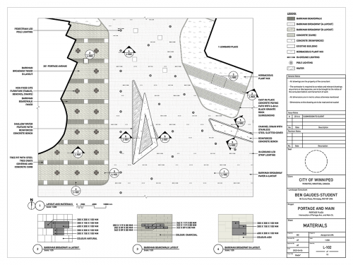 Layout and materials construction drawing