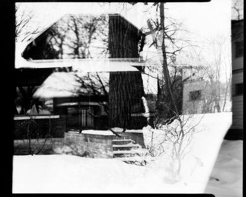 Street front view of existing building and neighboring building.Built Twin-lens 4x5 Camera