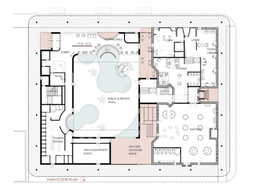 Main floor plan along Osborne St.