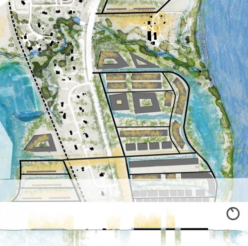 1-5 000 Site plan and section overview